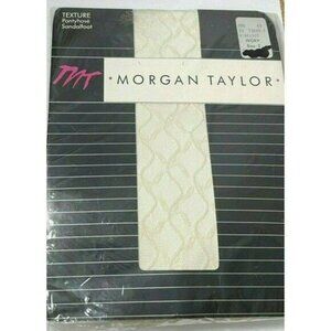 WOMENS Morgan Taylor Macy Pantyhose Texture Vinelace Sandalfoot Ivory Size 2 USA